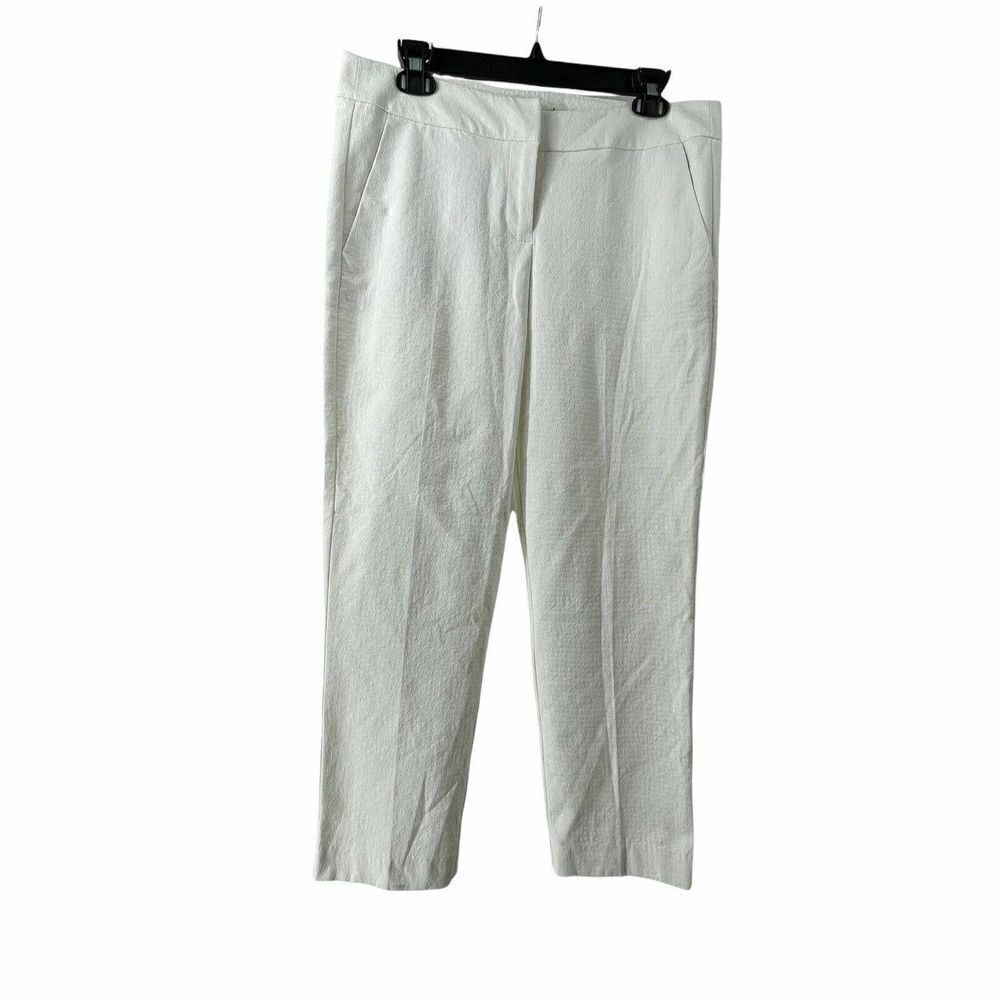 Mercer & Madison White Crop Trouser Pants Womens Size 10 Textured Career Casual